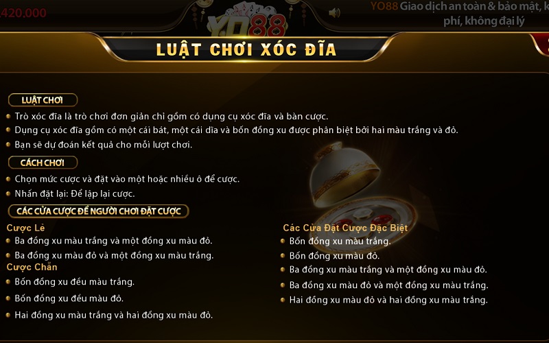 Luật chơi xóc đĩa đổi thưởng tại YO88 Luật chơi xóc đĩa đổi thưởng tại YO88