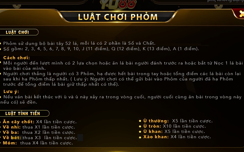 luật chơi Phỏm tại YO88 luật chơi Phỏm tại YO88